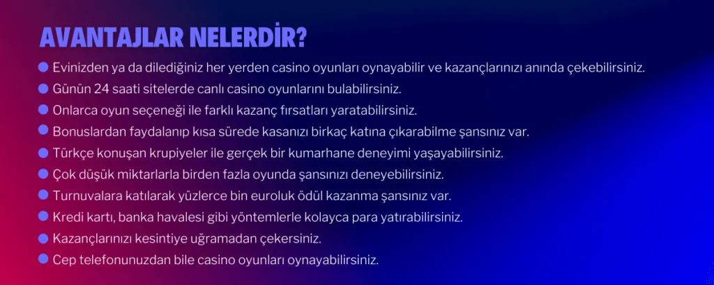 Online casino avantajları